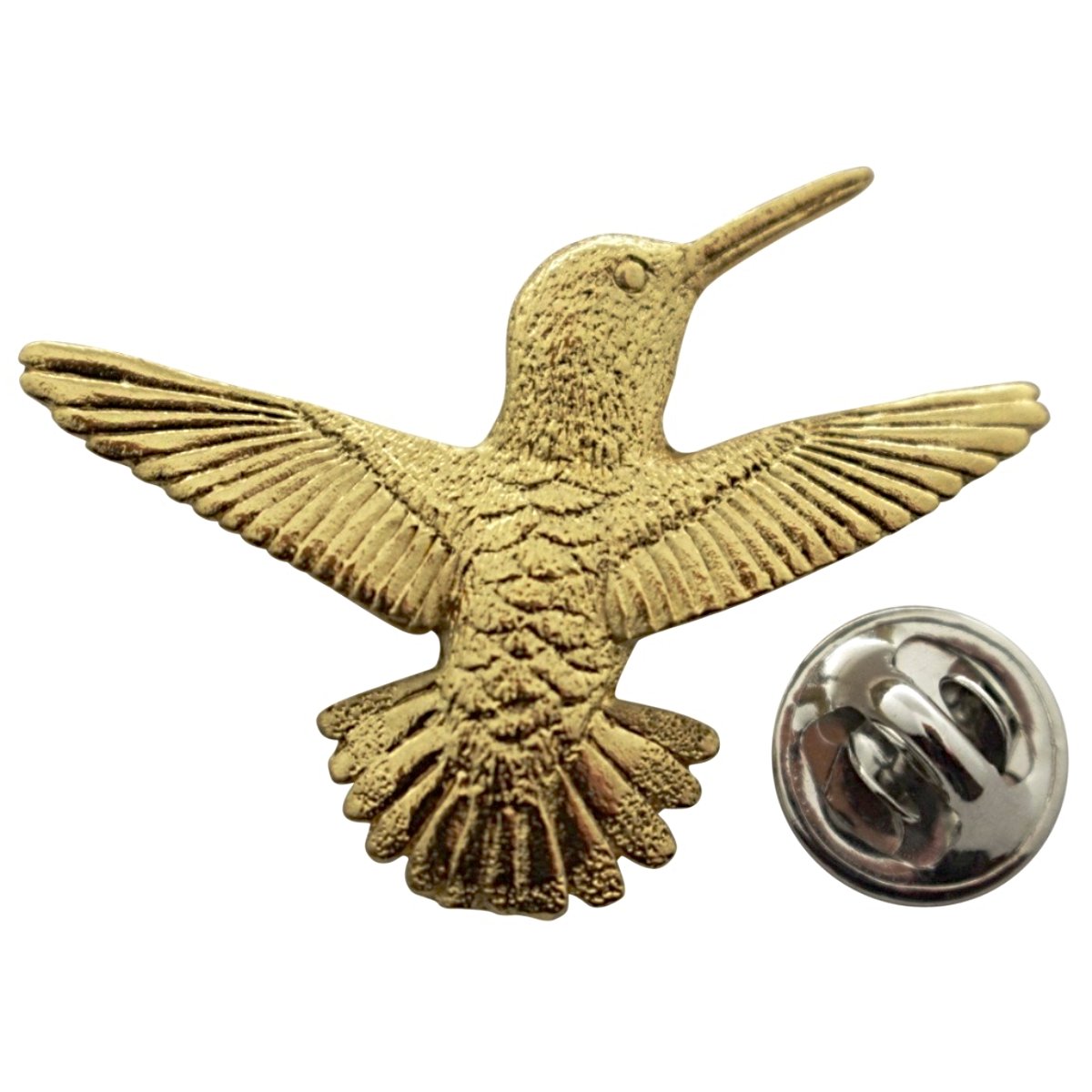 Hummingbird Flying Right Pin ~ 24K Gold ~ Lapel Pin ~ Sarah's Treats & Treasures